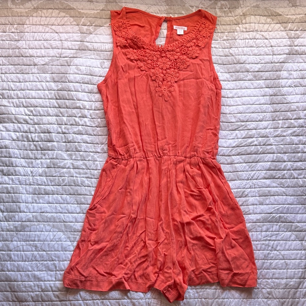 Xhilaration Coral Jumpsuit with Lace Detail